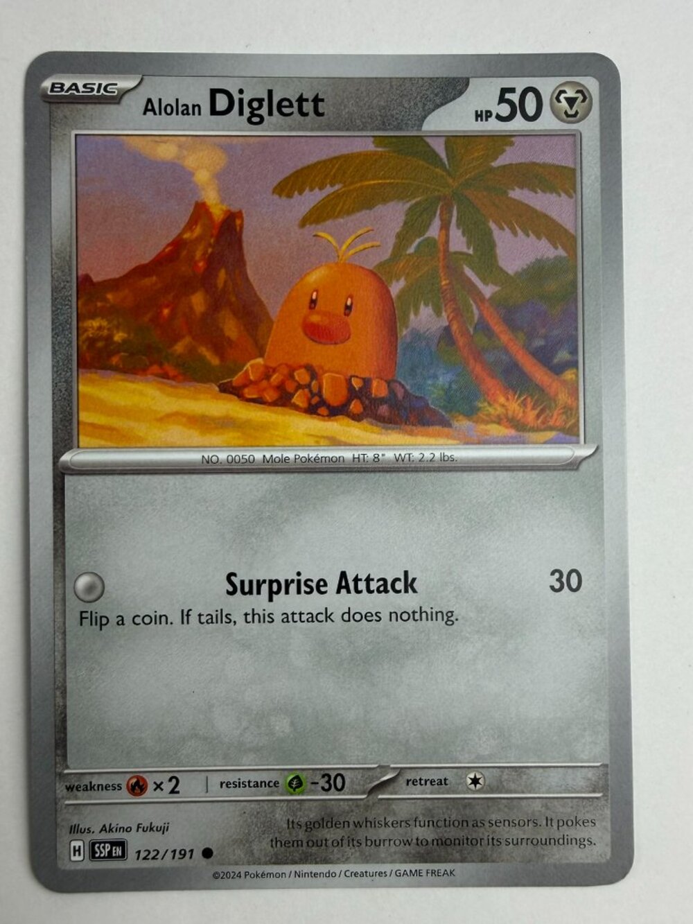 Pokémon TCG Alolan Diglett 122/191 Regular Common SV08: Surging Sparks